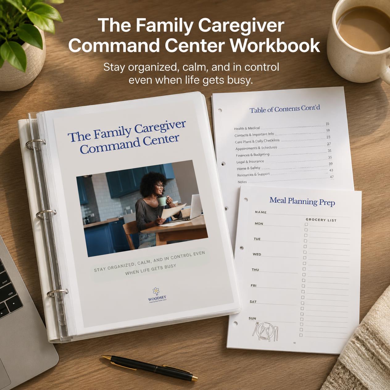 The Family Caregiver Command Center Workbook | Printable Care Planner | Medication Tracker, Meal Planner, Appointment Log, Handoff Sheets