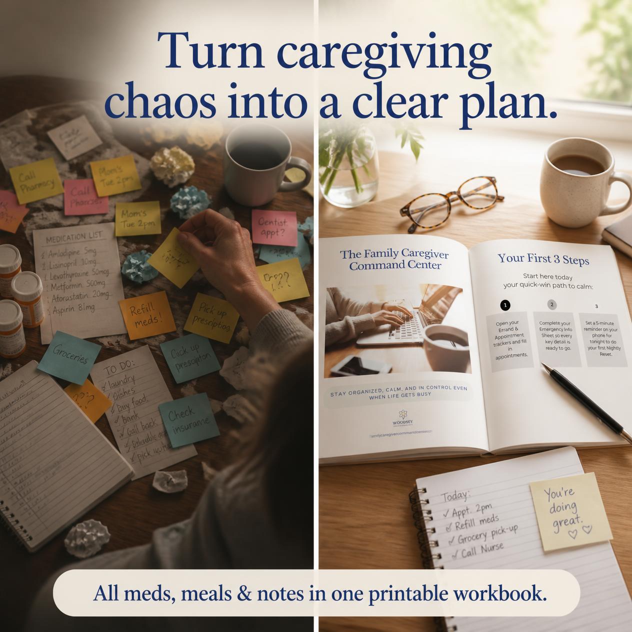 Digital proThe Complete Family Caregiver Planner | Printable Workbook | Care Coordination, Medication Log, Sitter Handoff, Appointment Tracker