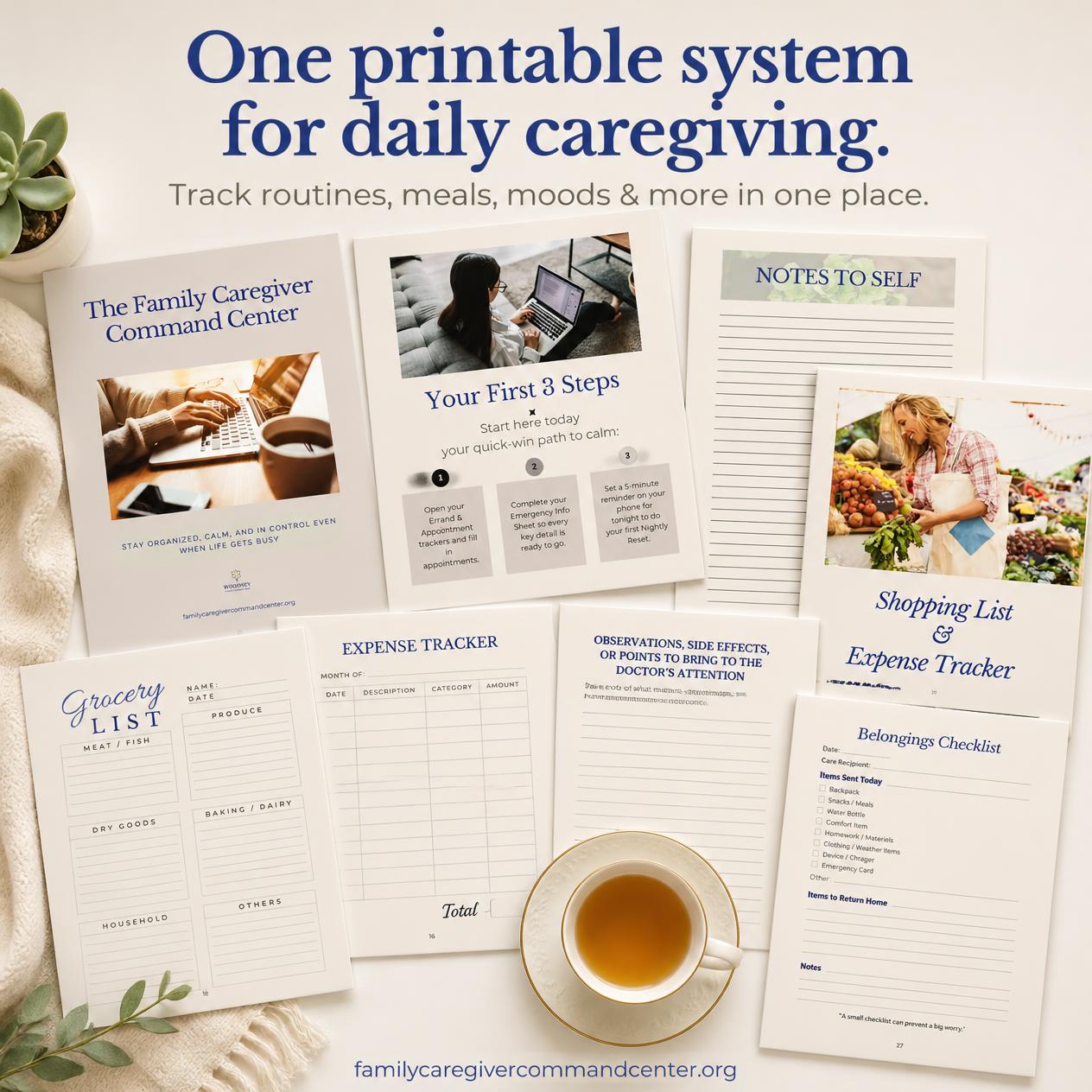 Family Caregiver Command Center Workbook | Instant Download PDF | Medication Tracker, Appointment Log & Care Planner | Printable Caregiver Organizer
