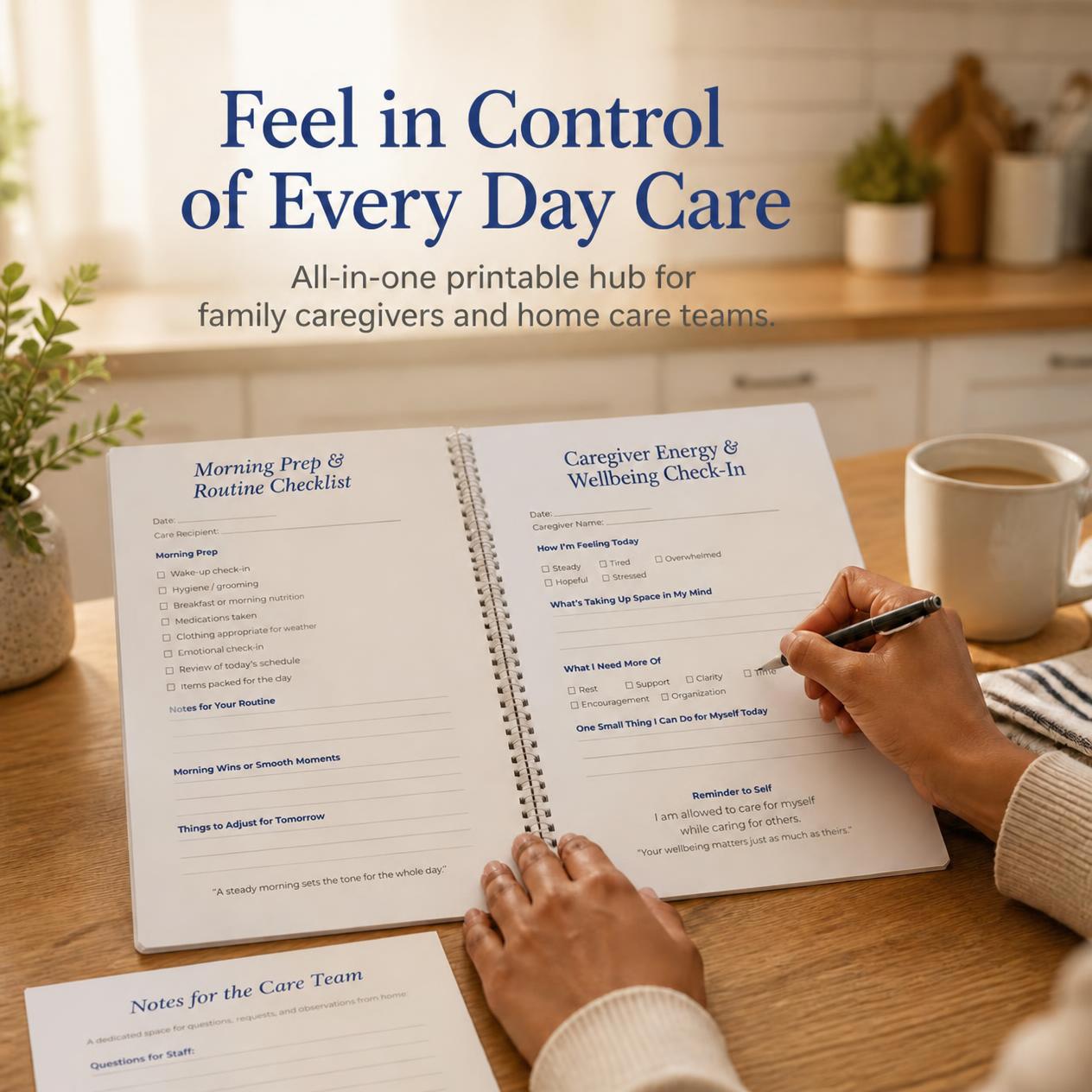 The Family Caregiver Command Center Workbook | Printable Care Planner | Medication Tracker, Meal Planner, Appointment Log, Handoff Sheets