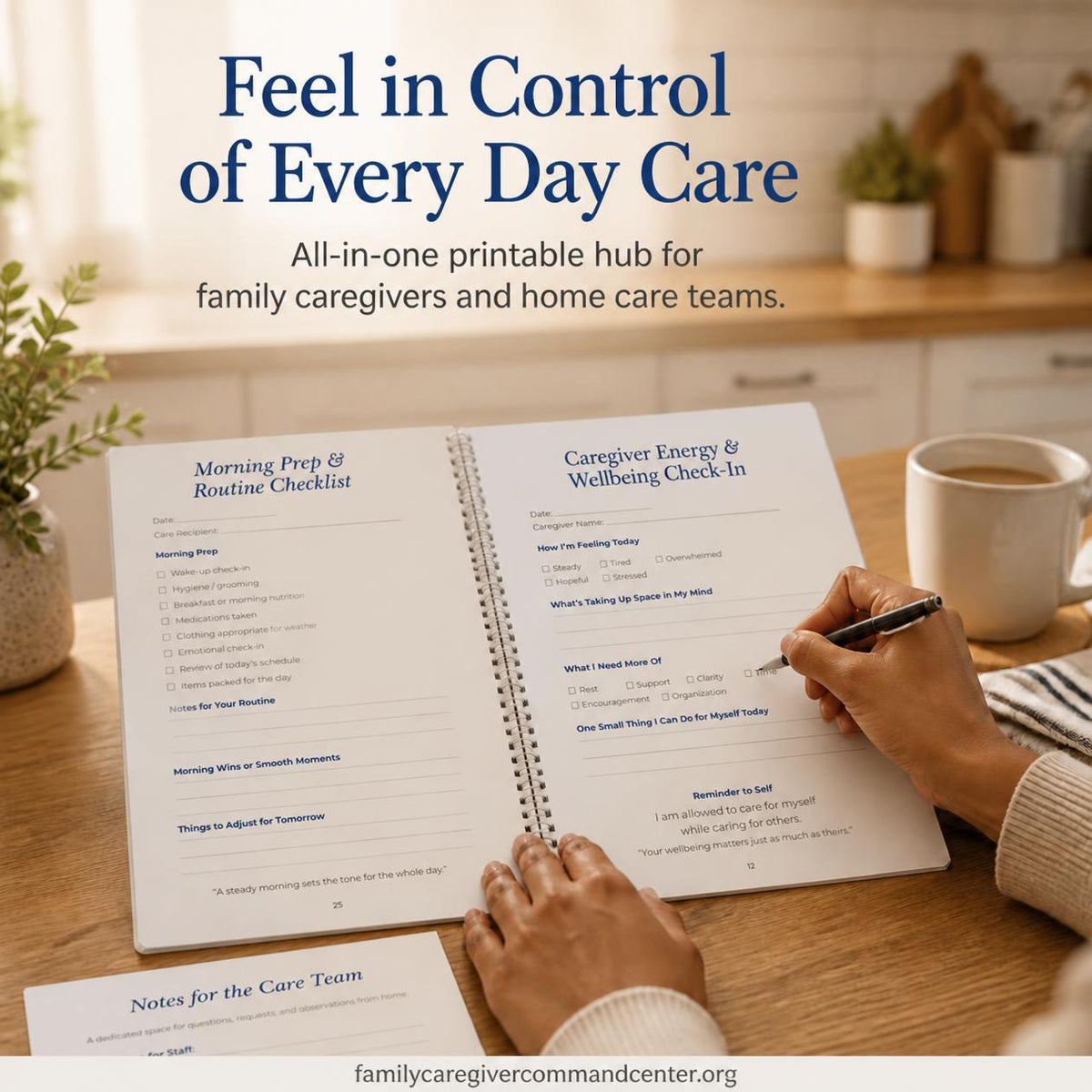 Family Caregiver Command Center Workbook | Instant Download PDF | Medication Tracker, Appointment Log & Care Planner | Printable Caregiver Organizer