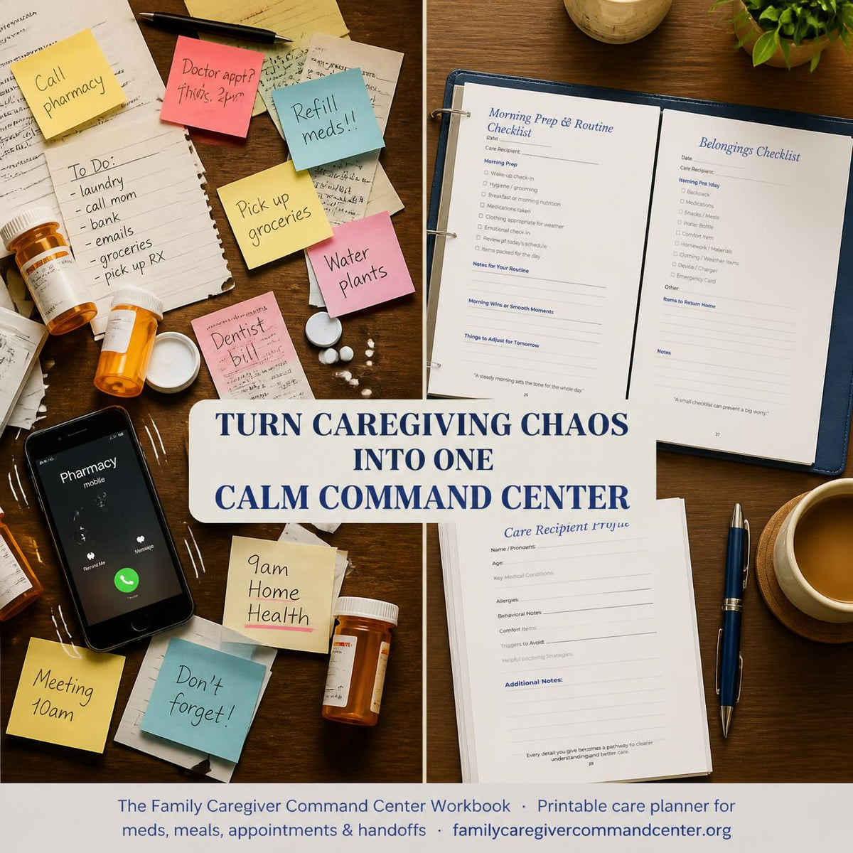 Family Caregiver Command Center Workbook | Instant Download PDF | Medication Tracker, Appointment Log & Care Planner | Printable Caregiver Organizer
