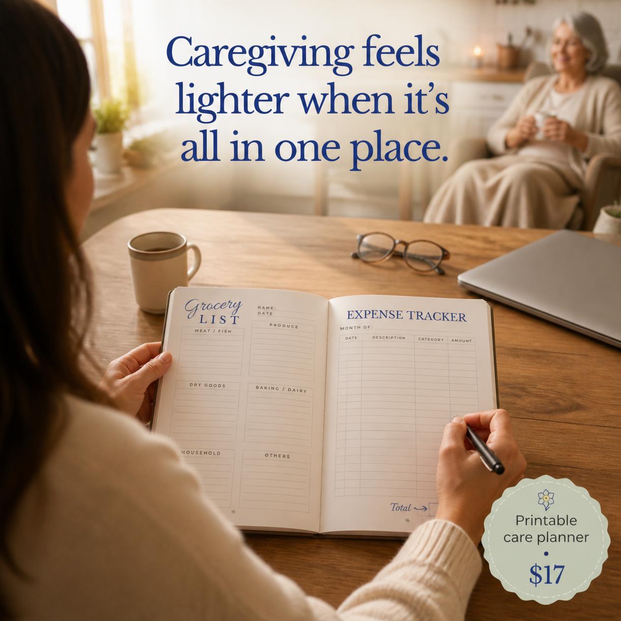 Digital proThe Complete Family Caregiver Planner | Printable Workbook | Care Coordination, Medication Log, Sitter Handoff, Appointment Tracker