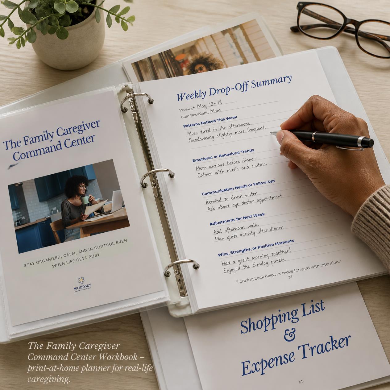 The Family Caregiver Command Center Workbook | Printable Care Planner | Medication Tracker, Meal Planner, Appointment Log, Handoff Sheets