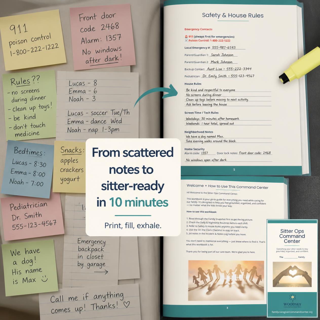 The Sitter Ops Command Center | Printable Babysitter Info Book & Nanny Instruction Guide | Digital PDF Download